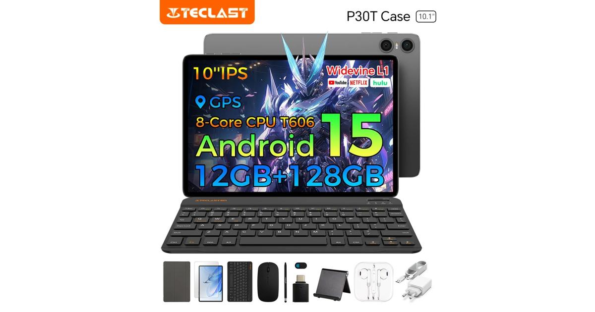 TECLAST P30T (2025) 10.1" IPS 90hz Android 14 WIFI Tablet (128GB Storage / 4GB + 8GB Shared Memory) 6000mAh Battery , Grey