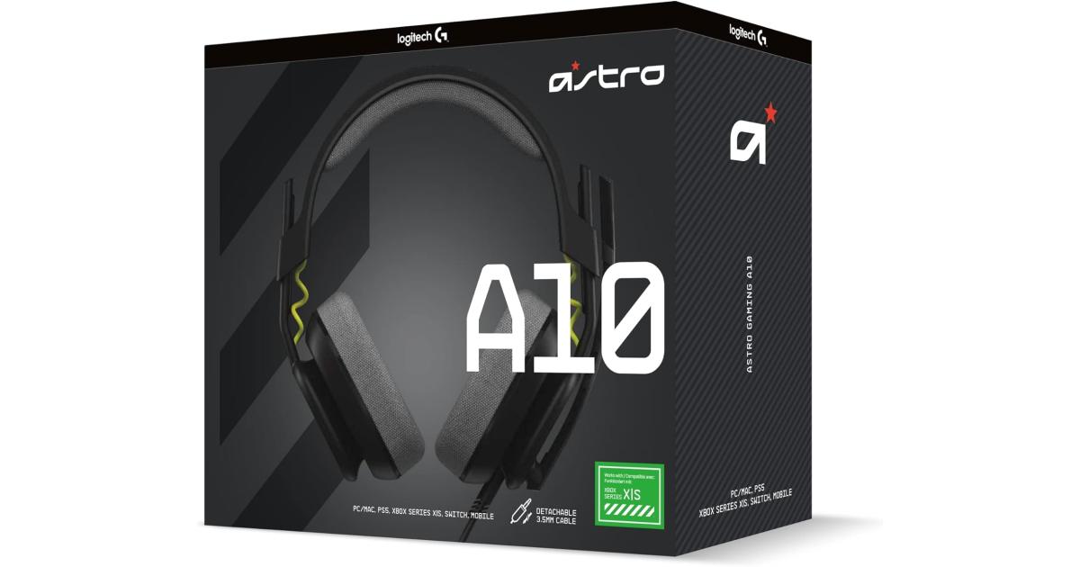 سماعة ألعاب (رأس) Logitech G Astro A10 Gen 2 Cross-Platform Wired for PlayStation 5/4, Xbox S|X, Nintendo Switch, PC: 3.5mm Headphone Jack, 32mm Drivers, Flip-to-Mute Mic, Over-Ear - Black/Xbox Edition