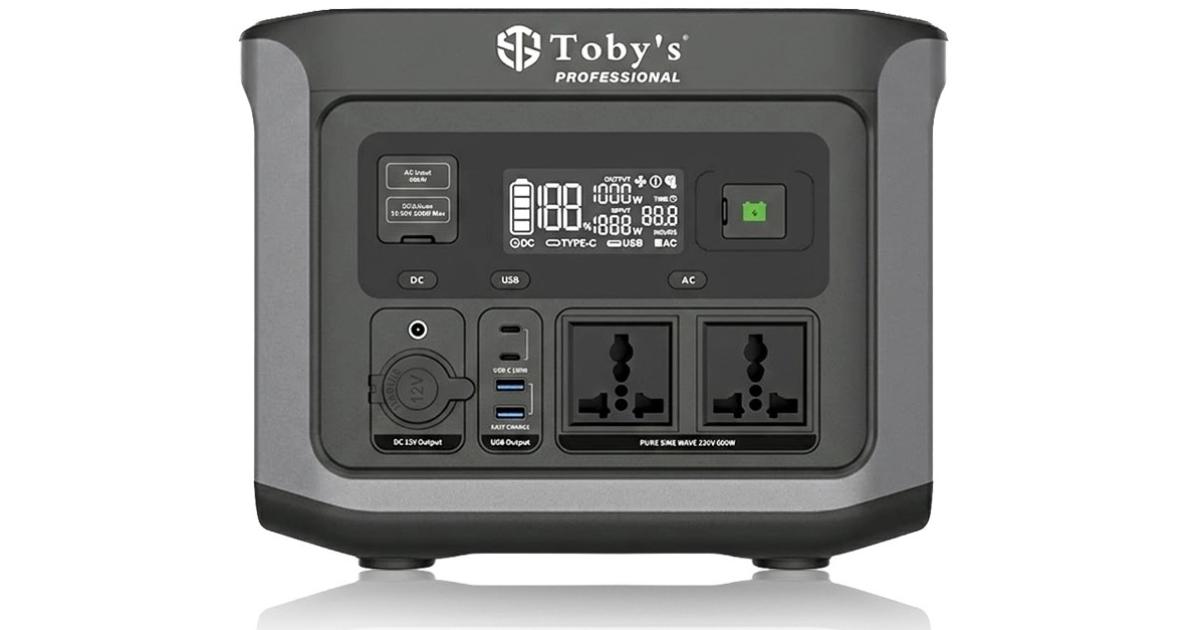 Toby’s TBS-144A Portable Power Station 600W, 144000mAh (460.8Wh) Lithium Battery, 220V AC Output 400W, DC 12-50V 200W Max, PD 100W - Black