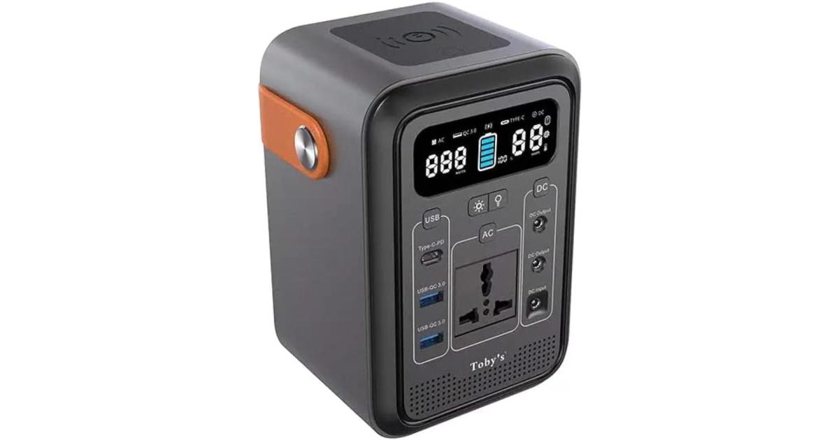 Toby's TBS-60A Portable Power Station, 60,000mAh Battery Capacity, Multi-Charging Support, AC Power Inverter, Dual Lighting Modes, Ideal for Vehicles, Gadgets, and Outdoor Equipment, Black