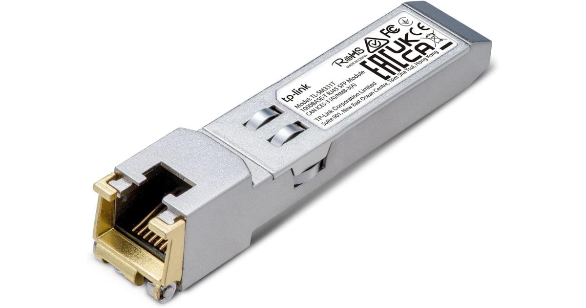 TP-Link Omada TL-SM331T | 1000Base-T RJ45 SFP Module | 1.25G Copper SFP Transceiver| SFP to Ethernet | Plug and Play | Hot Pluggable| Up to 100m Distance | Durable Metal Casing | Versatile Compatibility