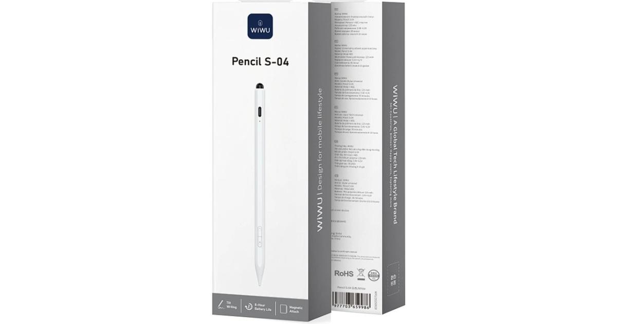 WiWU Pencil S-04 Stylus Pen, Palm Rejection Capacitate Touch Screen Tablet Active Stylus Pencil - White