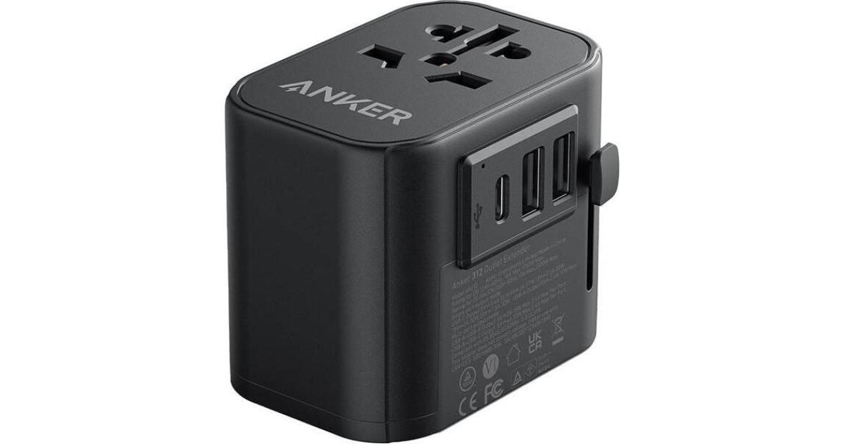 شاحن حائط Anker 312 PowerExtend 30W, with Travel Plug, 1-Ports USB-C, 2-Ports USB-A, Wall Plug, 312 Outlet Extender, Black