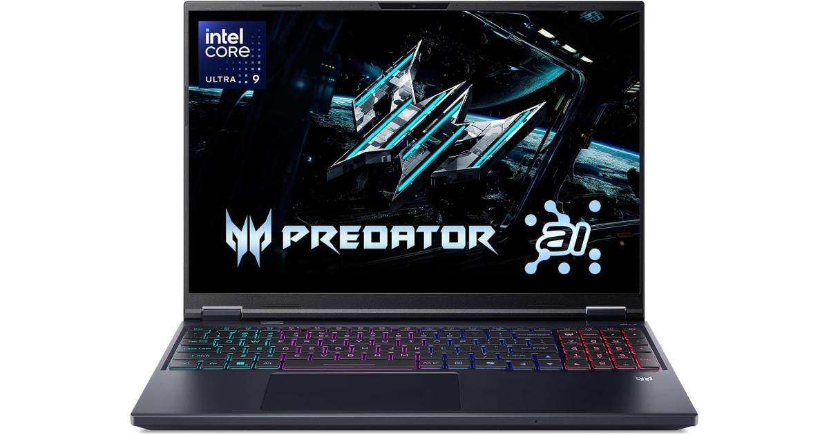 لابتوب ألعاب Acer Predator Helios Neo 16 AI (2025) PHN16-73-94ZR | Intel Core Ultra 9 275HX | RTX 5070 8GB | 16GB DDR5 | 1TB SSD | 16" IPS 2.5K WQXGA 240Hz | NH.QX5EM.003