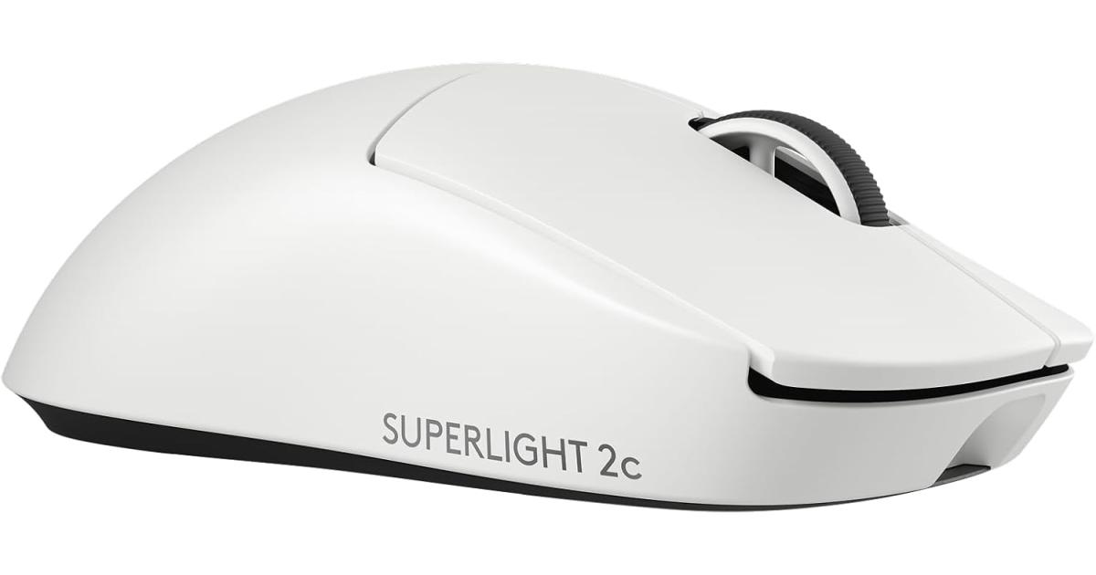 ماوس ألعاب لاسلكي Logitech G PRO X Superlight 2c , 51 g pro-Grade Compact Mouse with 5 programmable Buttons, USB-C Charging, 44K DPI Sensor, up to 8 kHz Polling for PC/Mac - White