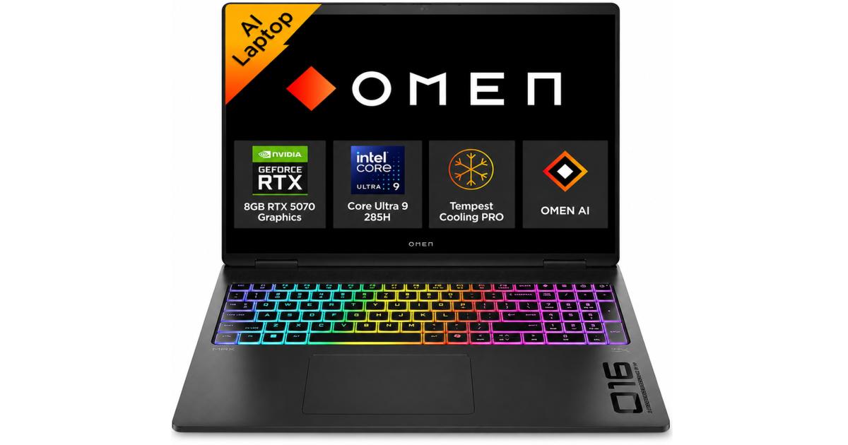 HP OMEN 16 (2025) 16-an0020ne NEW Intel Core Ultra 9 Gen II 285H 16-Cores w/ NVIDIA RTX™ 5070 8GB DDR7 & IPS 165Hz Display , Shadow Black