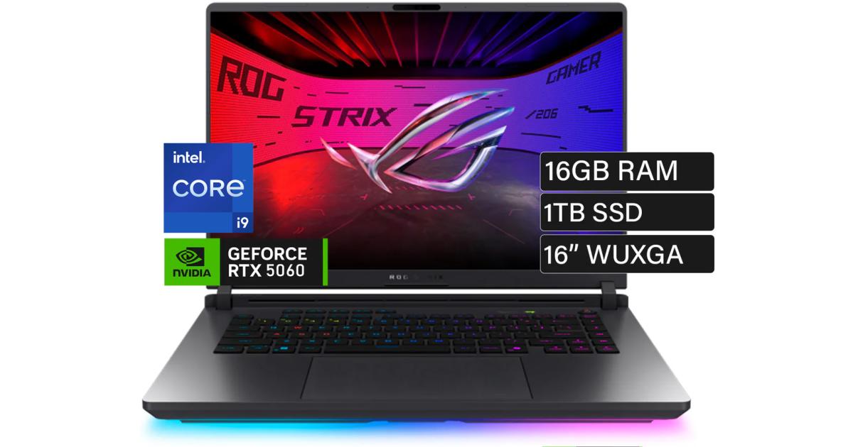 ASUS ROG Strix G16 (2025) G615JMR 14Gen Intel Core i9 14900HX 24-Cores w/ Nvidia RTX 5060 8GB DDR7 & IPS 165Hz Display - Eclipse Gray