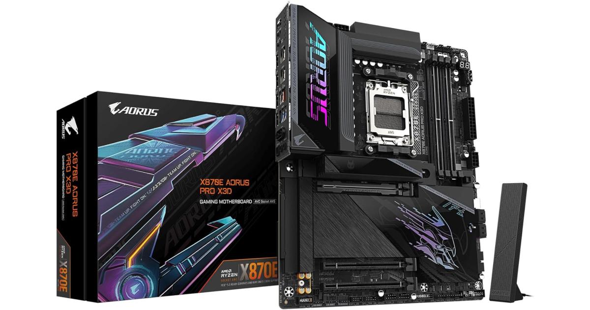 لوحة أم (Motherboard) GIGABYTE X870E AORUS PRO X3D ATX AM5 , AMD X870E Chipset, 4x DDR5 DIMM Slots, Up to 256GB Max Memory, 1x PCIe 5.0 x16 with PCIe UD Slots, 4x M.2 Slots
