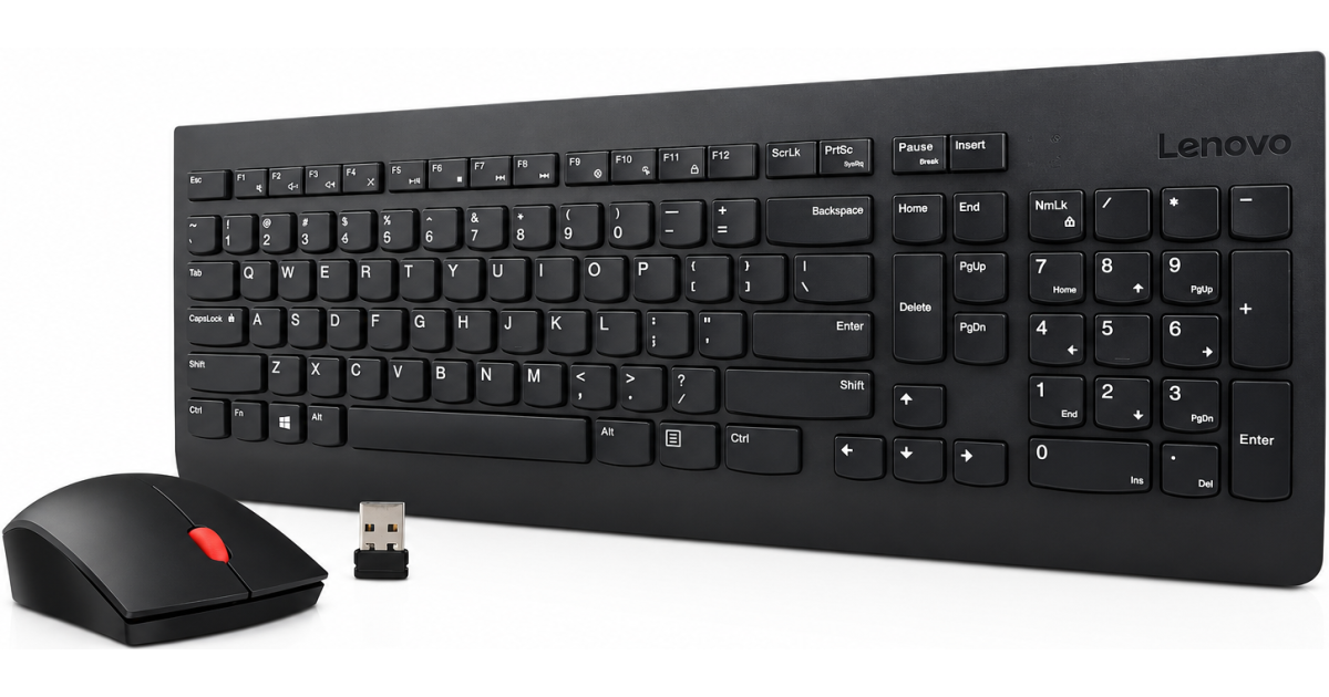 كيبورد لاسلكي Lenovo 510 & Mouse Combo Full Size Island Key Design Left or Right Hand Optical Mouse Arabic / English - Black
