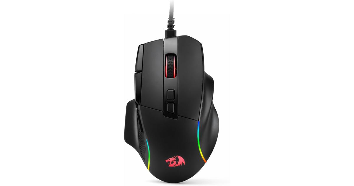 ماوس ألعاب Redragon M925 Wired , 24,000 Max DPI Optical with 10 Programmable Buttons, Ergonomic Natural Grip Build, Software Supports DIY Keybinds & DPI, Black