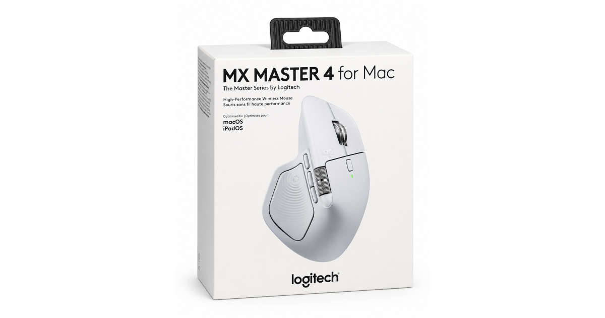 ماوس لاسلكي Logitech MX Master 4 For Mac , Ergonomic with Advanced Performance Haptic Feedback, Ultra-Fast Scrolling, USB-C Charging, Bluetooth, Windows, MacOS - Pale Grey