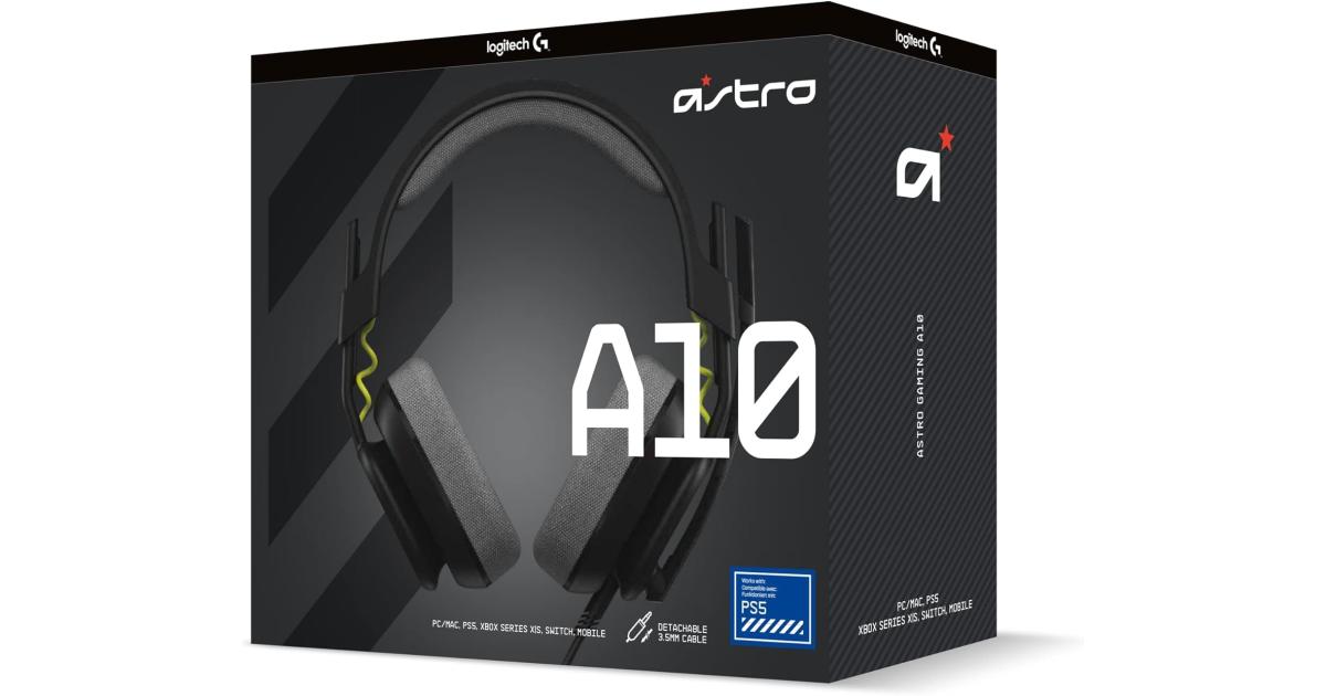 سماعة ألعاب (رأس) Logitech G Astro A10 Gen 2 Cross-Platform Wired for PlayStation 5/4, Xbox S|X, Nintendo Switch, PC: 3.5mm Headphone Jack, 32mm Drivers, Flip-to-Mute Mic, Over-Ear - Black/PS Edition