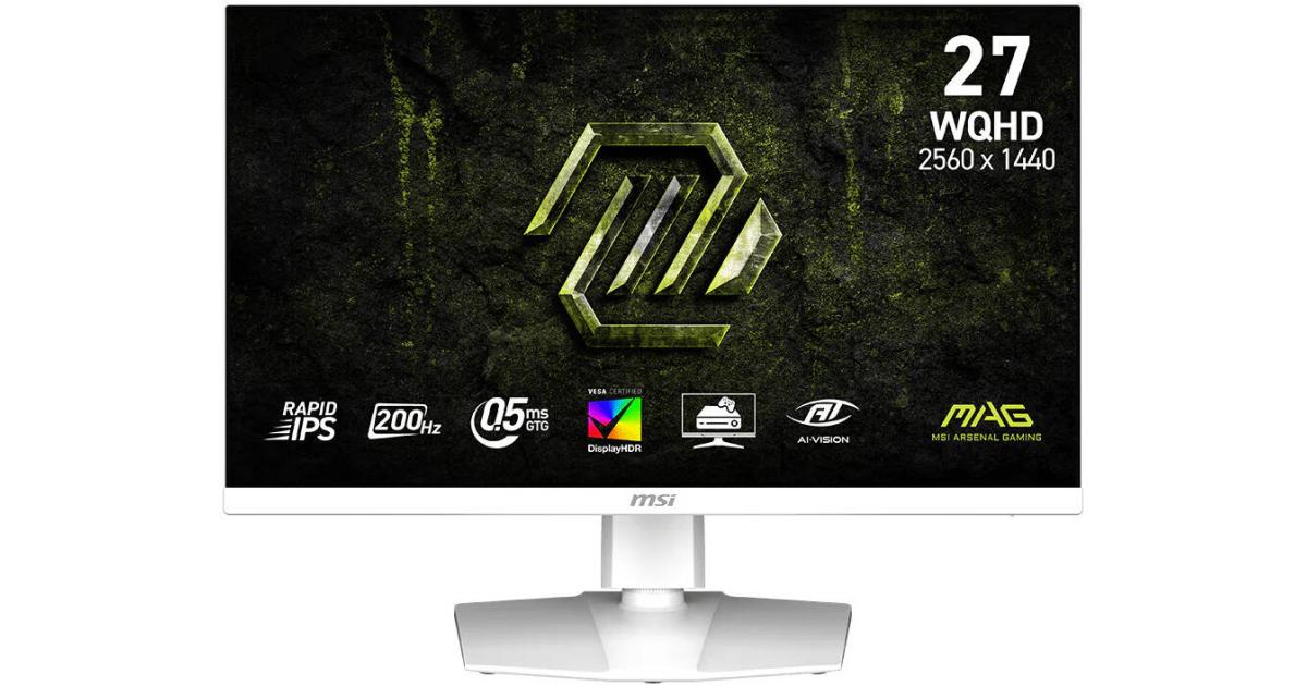 MSI MAG 274QRFW E20 27" Rapid IPS Display, WQHD 2K, 200Hz Refresh Rate, 0.5ms (GtG) Response Time, NVIDIA G-SYNC Compatible, 1.07B Color Display - White