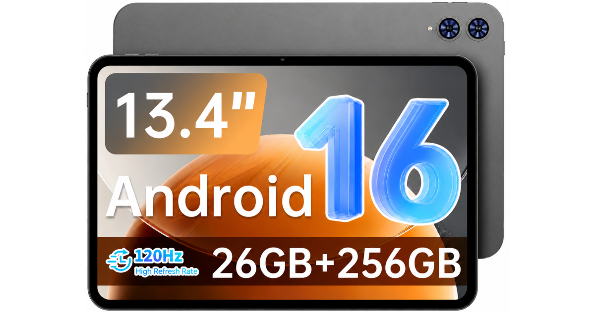 TECLAST T65 (2025) Large 13.4" 120hz Android 16 WIFI & LTE Tablet (256GB Storage / 6GB + 20GB Shared Memory) 10000mAh Battery , Gray