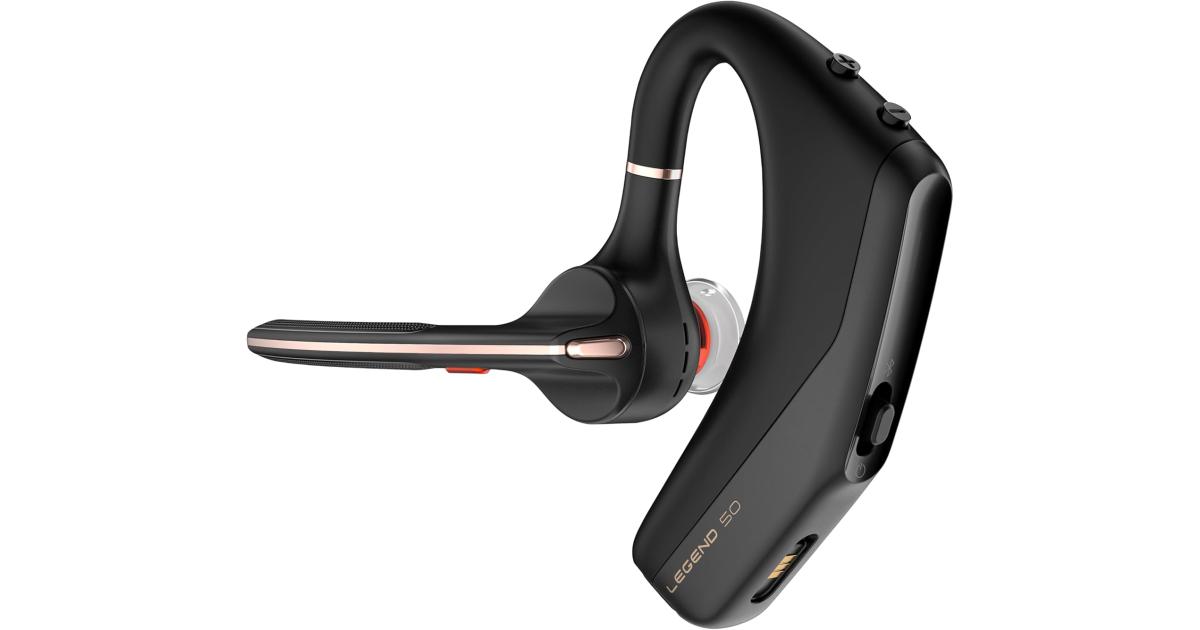 سماعة لاسلكية Poly Voyager Legend 50 - Bluetooth Headset - with Mic - Four Noise-Canceling Mics, AI Noise Block & WindSmart Technology - Connectivity & Smart Call Controls - All-Day Comfort
