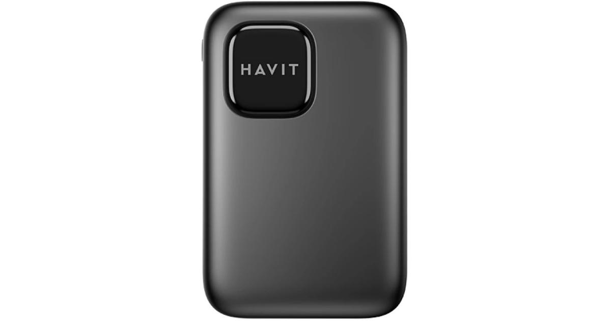 HAVIT PB34 Power Bank 20000mAh 22.5W Fast Charge , Multiple Ports USB A & USB Type C , LED Indicator, Ultra-Slim Design Charging for Compatible Devices - Grey