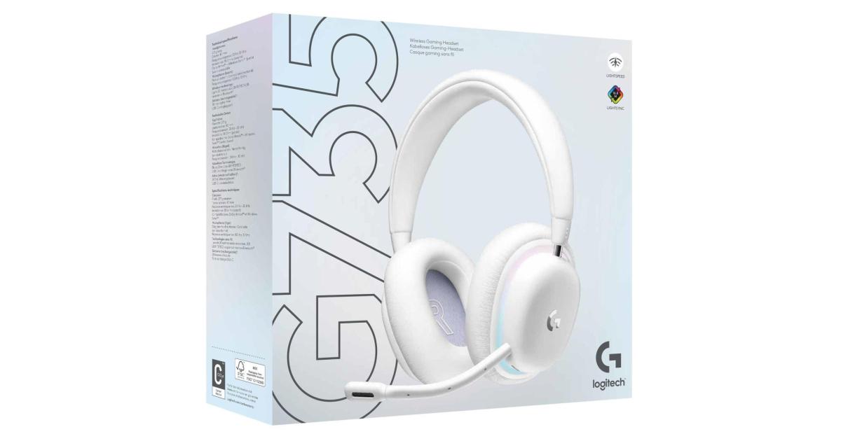 سماعة ألعاب (رأس) Logitech G735 Wireless , 40mm Audio Drivers, 16 Hours Gaming Battery, 20 Meters Range, USB-C Charging Port, 38 Ohms Impedance, Dolby Atmos+ Windows Sonic, White