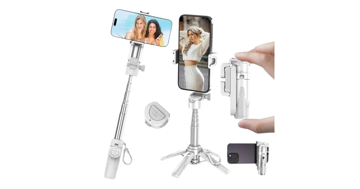 JMARY MT-18 Mini Phone Selfie Stick Tripod Extendable Phone Stand with Wireless Control for Live Streaming - White
