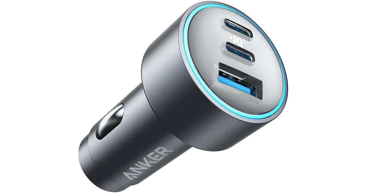 Anker Car Charger, 67W Power, 3 Port Power IQ 3.0 Fast Charging Adapter, Dual USB C And USB A Ports, Compact Design, Active Shield 2.0 Safety System - Black