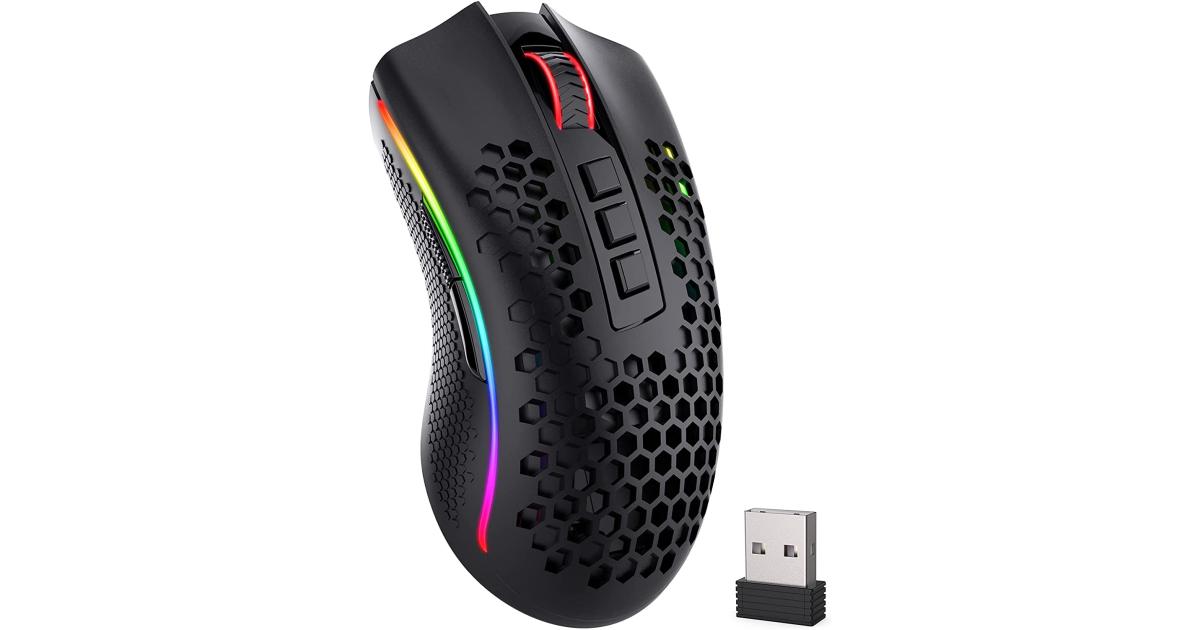 Redragon M808 Storm Pro Wireless RGB Honeycomb 16,000 DPI Optical Sensor 7 Programmable Buttons - Black