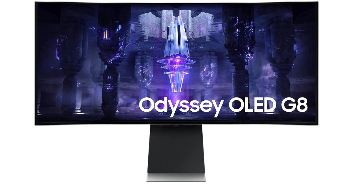 شاشة ألعاب SAMSUNG Odyssey G8 34" OLED 3K Curved 175Hz 0.1ms HDR10 Smart w/ Speakers & USB C