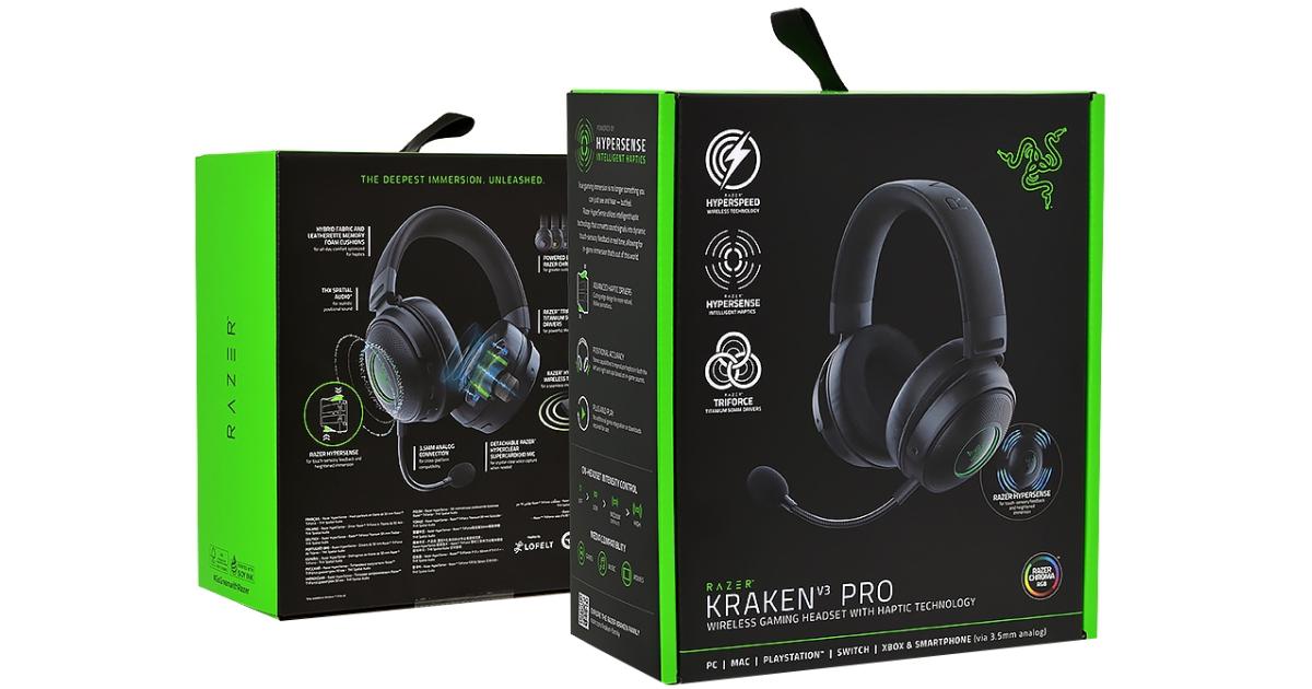 Razer Kraken V3 Pro Wireless Tactile Technology THX 7.1 Surround TriForce Titanium 2.0 inches Chroma RGB