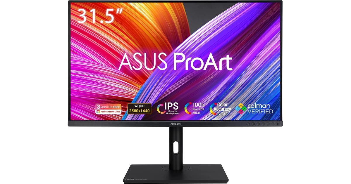 ASUS ProArt PA328QV 31.5" IPS 2K 100% sRGB 100% Rec.709 Color Accuracy Delta E < 2 Calman Verified Height Adjustable