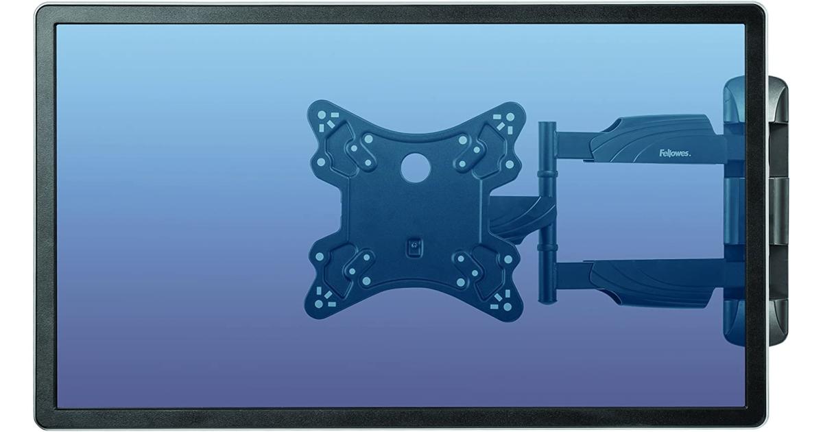 Fellowes Full Motion TV Wall Mount Full 360 Rotation Support Monitor up to 55”/77 lbs - Black