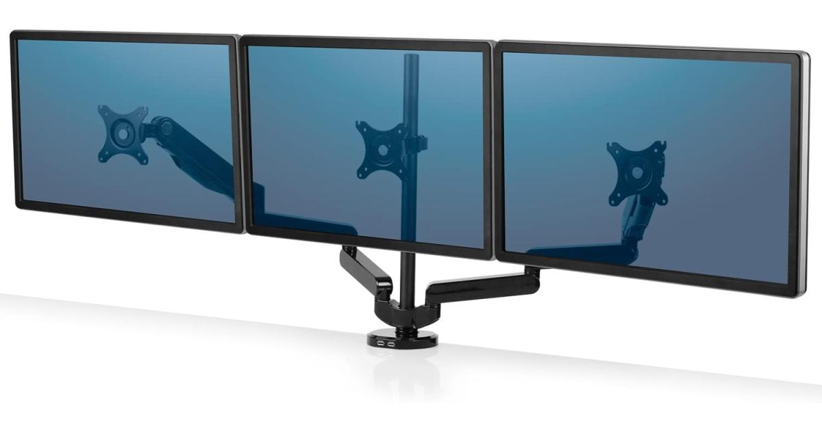 شاشة Fellowes Platinum Series Adjustable Triple Arm , Black