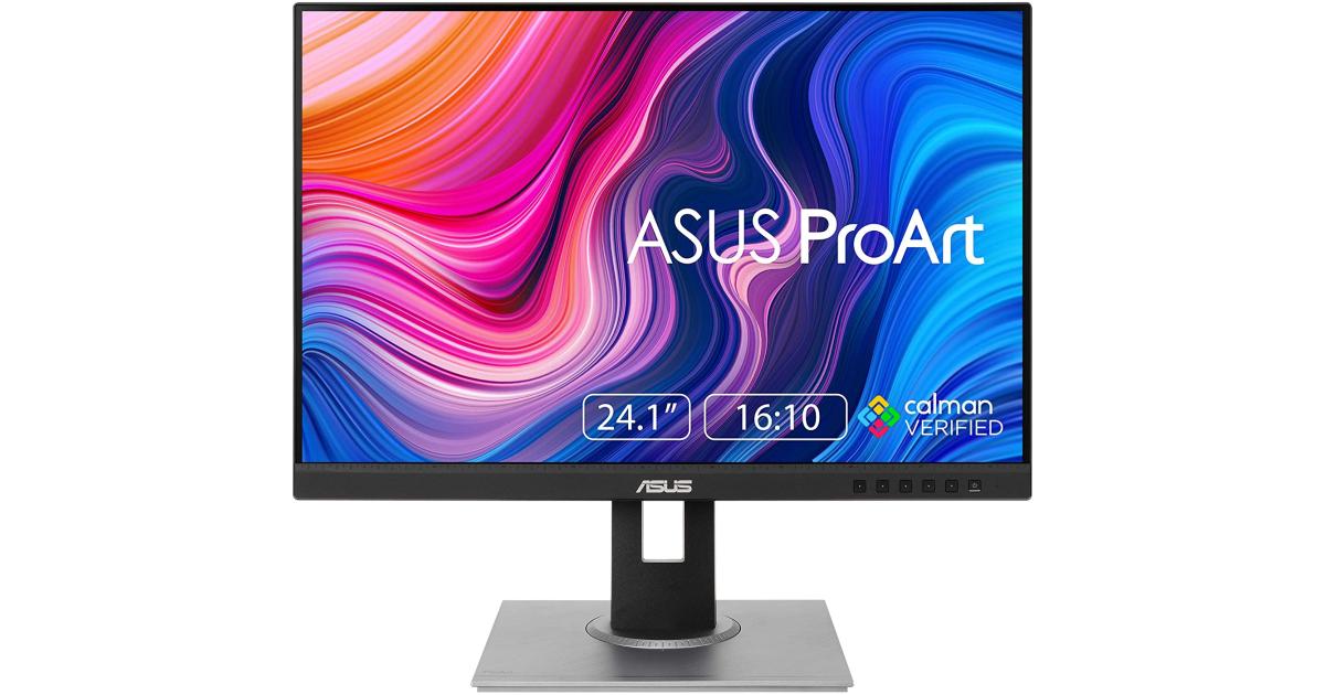 شاشة ASUS ProArt 24" IPS PA248QV WUXGA 16:10 100% sRGB/Rec.709 ΔE < 2, IPS Calman Verified Anti-glare Tilt Pivot Swivel Height Adjustable, Black