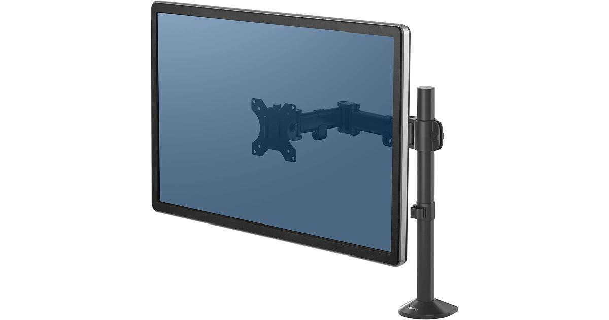 شاشة Fellowes Reflex Series Adjustable Computer Stand for Desk w/ Single Arm up to 32" Capacity
