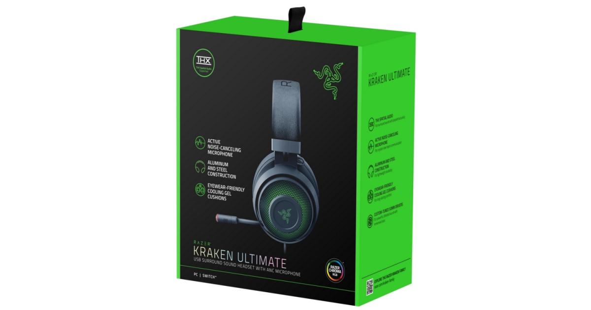 سماعة ألعاب (رأس) Razer Kraken Ultimate USB (Gaming Headphones for PC, PS4 and Switch Dock with Surround Sound, ANC Microphone and RGB Chroma)