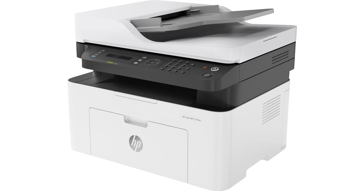 طابعة HP LaserJet MFP M137FNW Mono Black and White Laser Multifunction 4-In-One With Auto Feeder - White