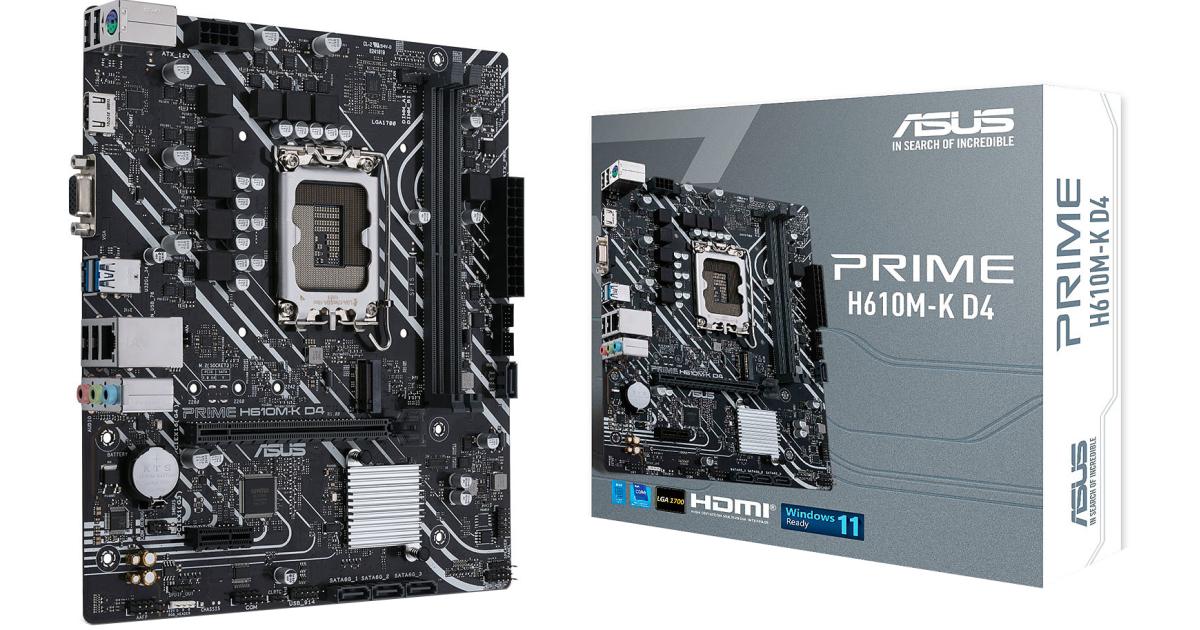 لوحة أم (Motherboard) ASUS PRIME H610M-K D4 Intel 12th Gen PCIe 4.0 DDR4 1xM.2 slots USB 3.2 Gen 1