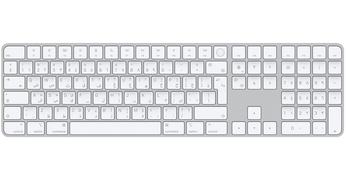 كيبورد Apple Magic 2024 (USB–C) with Touch ID and Numeric Keypad with Apple Silicon Arabic & English Layout