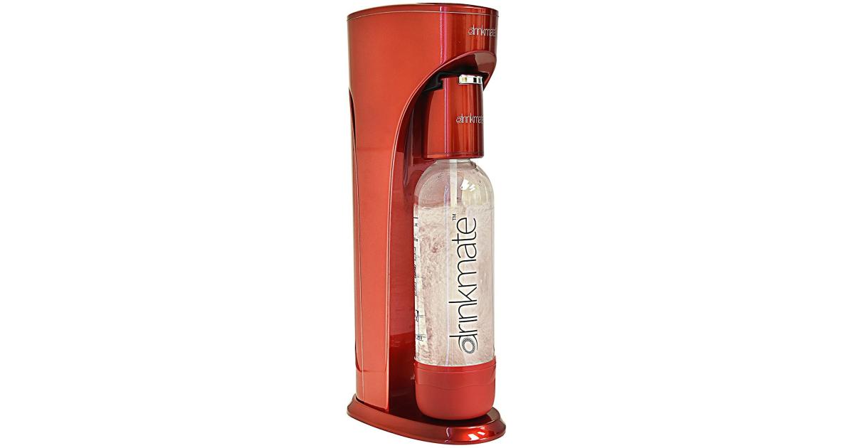 DrinkMate Water & Soda Machine, Carbonates Any Drink , Cylinder Included - Red