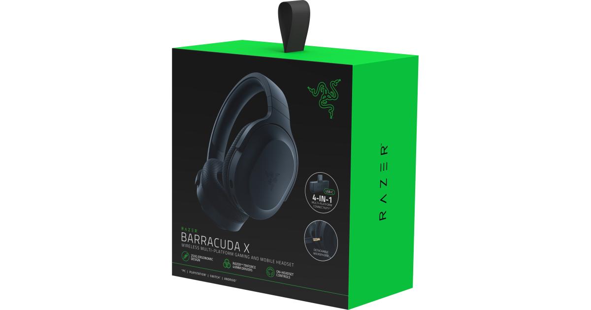 سماعة رأس Razer Barracuda X Wireless Gaming & Mobile (PC, PlayStation, Switch 2, Android, iOS): 2.4GHz Wireless + Bluetooth - Lightweight - 40mm Drivers - Detachable Mic - 50 Hr Battery - Black