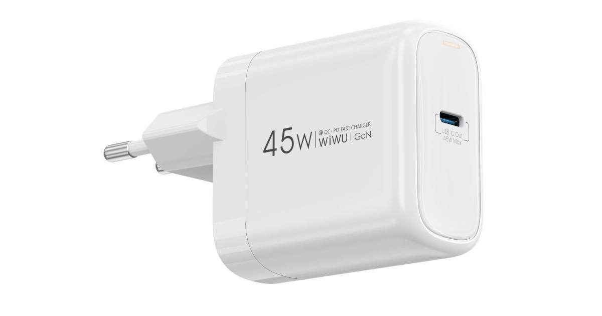شاحن حائط WiWU Wi-U035 Ark 45W PD GaN Fast Charger - White
