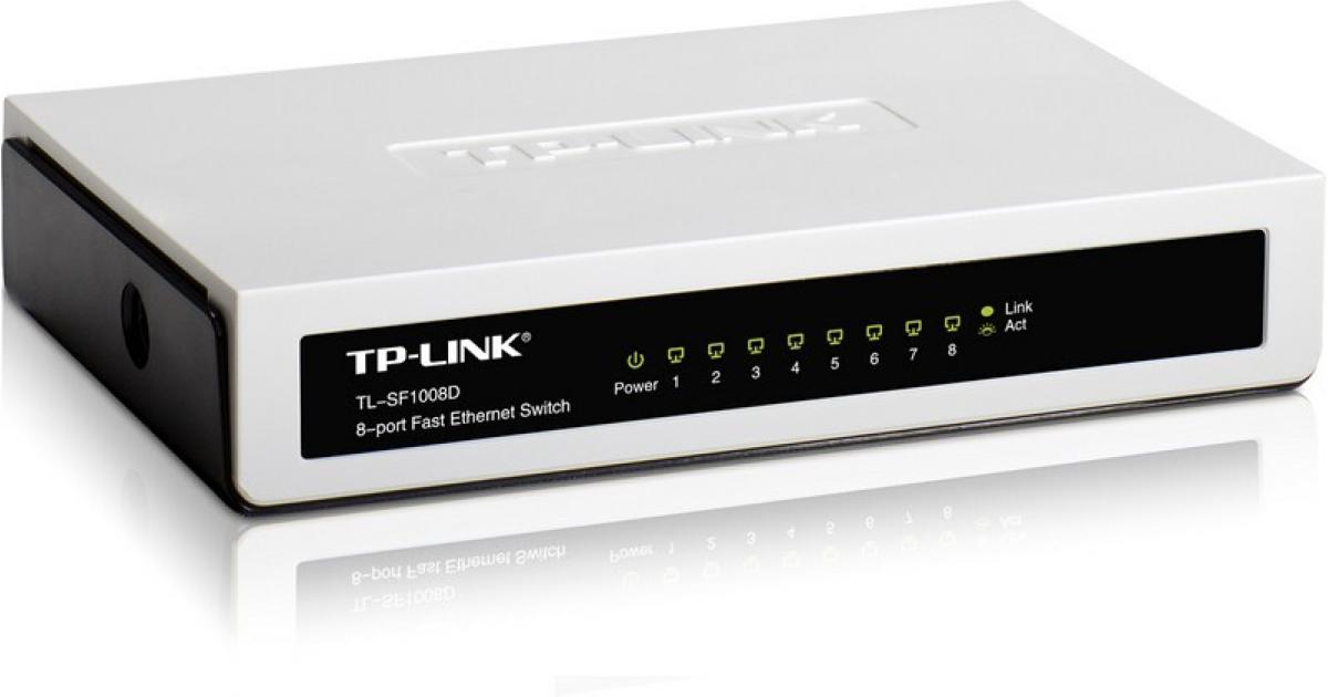 TP-Link 8 Port 10/100Mbps Desktop Ethernet Splitter Plug and Play Fanless Quiet - White