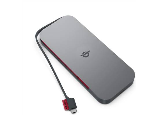 باور بنك (شاحن متنقل) Lenovo Go Wireless Mobile (10000 mAh Capacity) 30W max Output - Wireless Qi Fast Charging up to 15W - Built-in Overcharge Protection - Model PBLG1W - Storm Grey