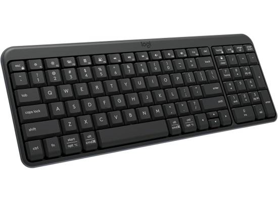 كيبورد لاسلكي Logitech K250 Bluetooth Keyboard with Numpad, Easy Connectivity, Compact Made with Recycled Plastic, Spill-Resistant, Comfortable Keys - Windows/MacOS - Graphite