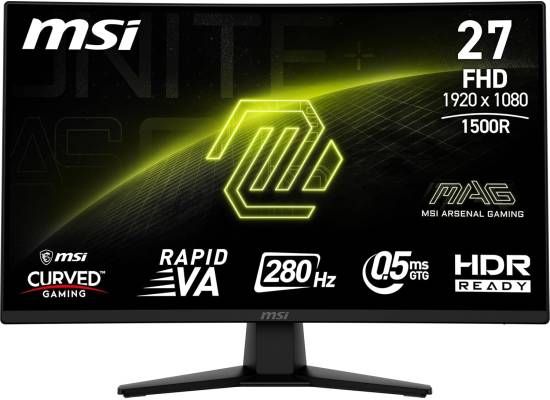 شاشة منحنية Gaming MSI MAG 274CXF 27-inch 1920 x 1080 (FHD) 1500R, 280Hz, 0.5ms, AMD FreeSync™ Premium, HDMI, DisplayPort, VGA Port, VESA Mountable, Tilt, Slim Bezel, Black - 3 Years Warranty