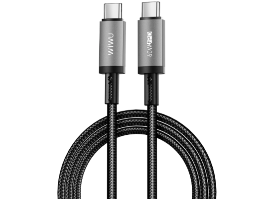 WiWU 1.2m 60W Aluminum alloy Nylon braided USB C to USB C TITAN LINK Series Fast Charging Cable - Black