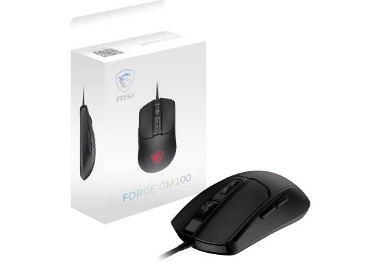 ماوس ألعاب MSI Forge GM100 - 6400DPI Optical Sensor Balanced 10M Click Switch 7 Buttons 8ms Latency RGB LED 108g Wired