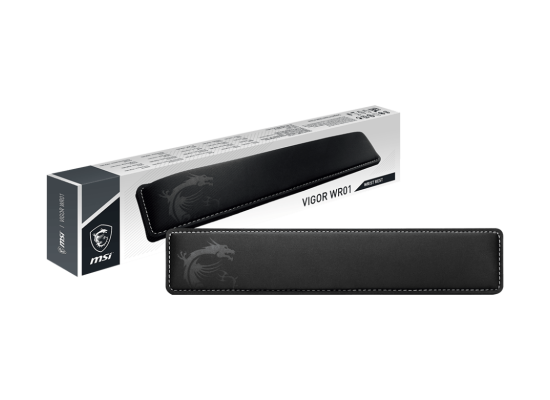 كيبورد MSI VIGOR WR01 Wrist Rest - Wrist Pad, Cooling Gel & Memory Foam Support with Ice Silk Lycra Upholstery & Antibacterial Coating, Inclined Profile, Anti-Slip Rubber Base - 432 x 86 x 25mm