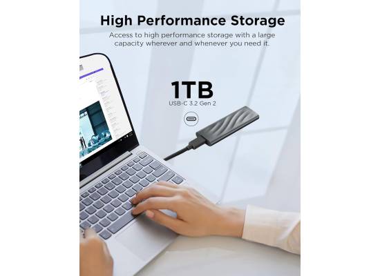 SSD خارجي Lenovo Portable | 1TB SSD | 1050 MB/s | USB 3.2 Gen 2 | USB-C | Metal Housing | Grey | PS8 | GXB1M24160