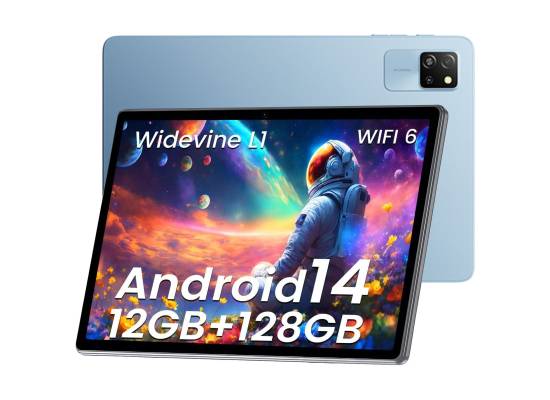 Blackview Tab 60 WiFi Android 14 Tablet Eye Comfort Mode, 12GB Ram (4GB physical + 8GB virtual) 128GB Storage, 10.1-inch, HD Plus - Blue with Bluetooth Keyboard