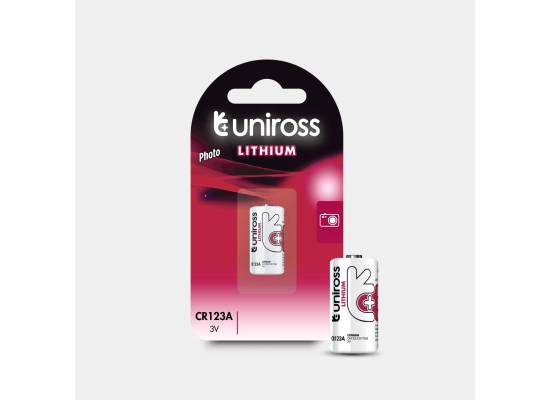 Uniross CR123A Lithium Battery – 3V Stable Output, 10‑Year Shelf Life, Extreme Temperature Resilience, Leak‑Proof Design, Single Blister Pack