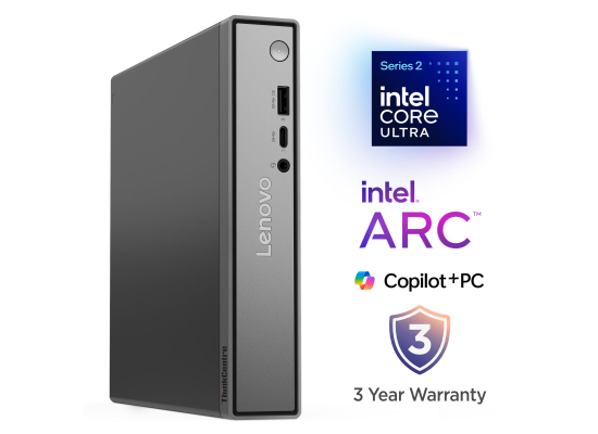 Lenovo ThinkCentre neo 50q Gen 6 – Tiny 1L Copilot+ AI PC, Intel Core Ultra 7 256V, Integrated Intel Arc Graphics, 16GB LPDDR5X, 512GB PCIe 4.0 SSD, Wi‑Fi 6, VESA Mount - 3 Year Warranty