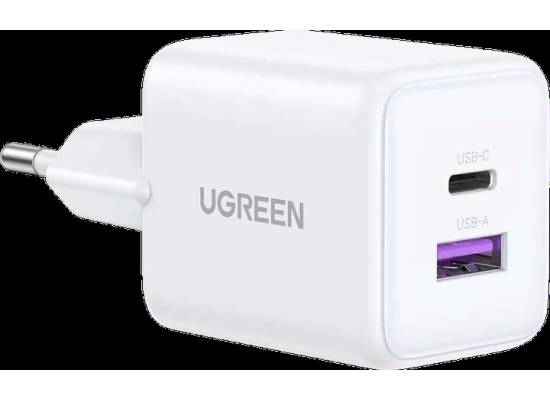 شاحن UGREEN X516 Nexode 30W 2-Port GaN Fast USB-C PD & USB-A QC 3.0 EU Plug - White